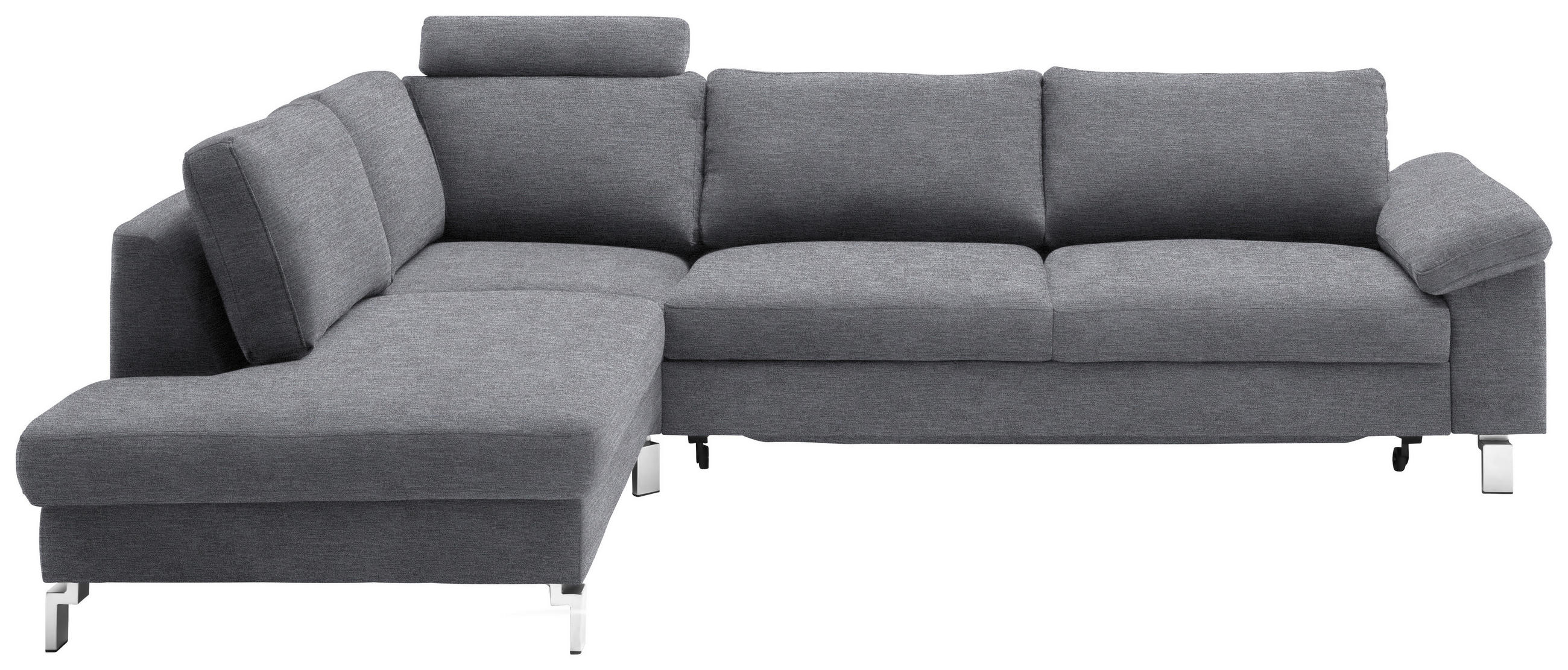 ECKSOFA  in Velours Grau  200/282 cm  - Chromfarben/Grau, Design, Textil/Metall (200/282cm) - Pure Home Lifestyle
