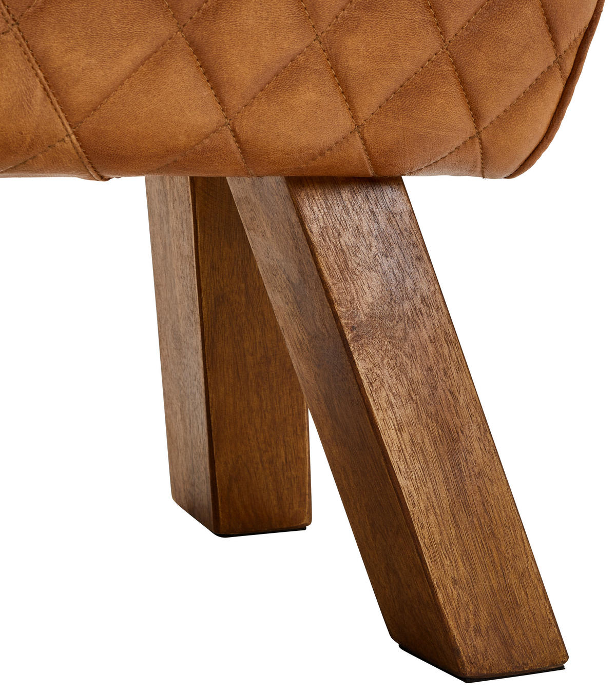 HOCKERBANK 90/46/30 cm Echtleder Braun Mangoholz massiv  - Naturfarben/Braun, LIFESTYLE, Leder/Holz (90/46/30cm) - Livetastic