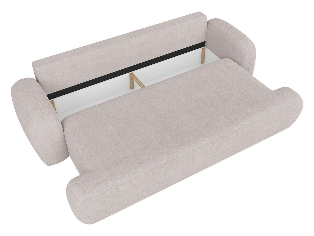 3-SITZER-SOFA Sevilla Plus Bouclé Beige  - Beige/Schwarz, Design, Kunststoff/Textil (256/93/120cm) - MID.YOU