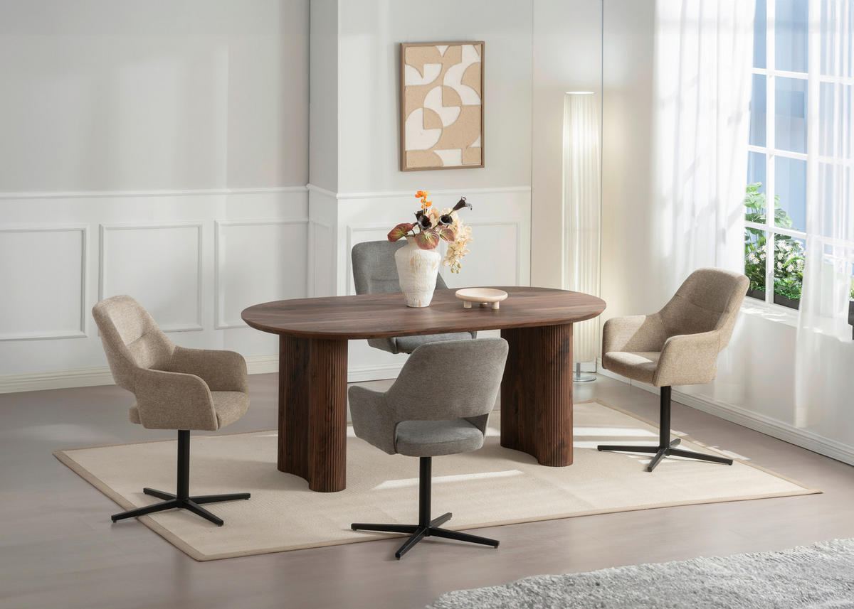 NASLANJAČ, les, kovina, tekstil rjavosiva  - rjavosiva/črna, Moderno, kovina/tekstil (56/86/63cm) - MID.YOU