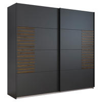 GARDEROB MED SKJUTDÖRRAR 226/210/62 cm 2-dörrar - mörkgrå/mörk ek, Modern, metall/trämaterial (226/210/62cm) - Rauch Möbel
