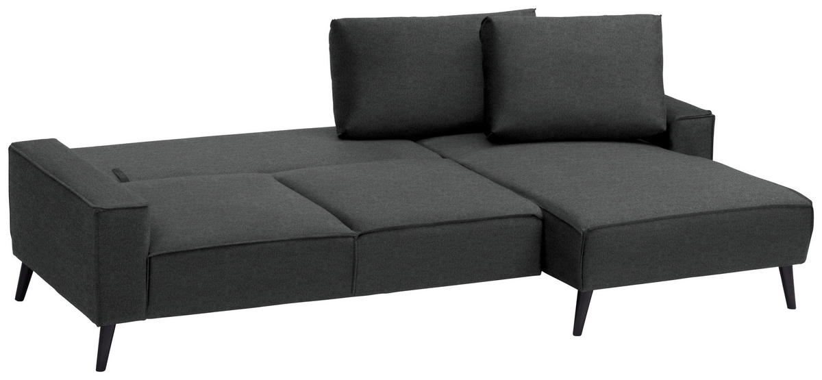 ECKSOFA in Velours Anthrazit  - Anthrazit/Schwarz, Basics, Holz/Textil (260/161cm) - Carryhome