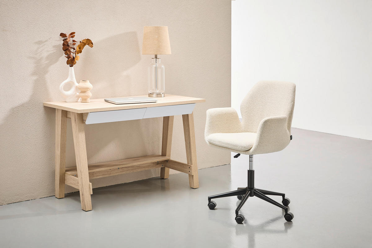 SCHREIBTISCH 120/55/76 cm  in Weiß, Eiche San Remo  - Weiß/Eiche San Remo, Design, Holzwerkstoff/Metall (120/55/76cm) - Voleo