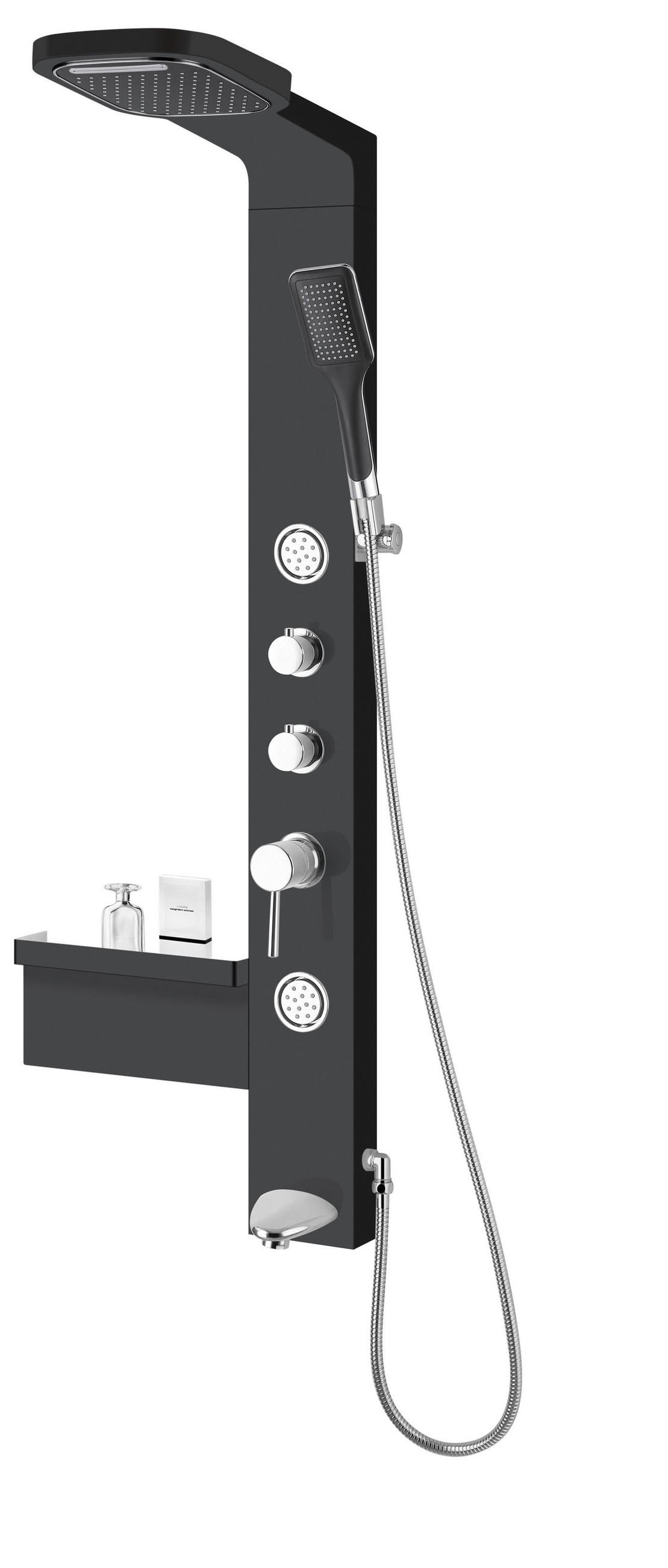 DUSCHKABINE 37,5/135,7/52 cm  in Schwarz  - Schwarz, KONVENTIONELL, Kunststoff (37,5/135,7/52cm) - Sanotechnik