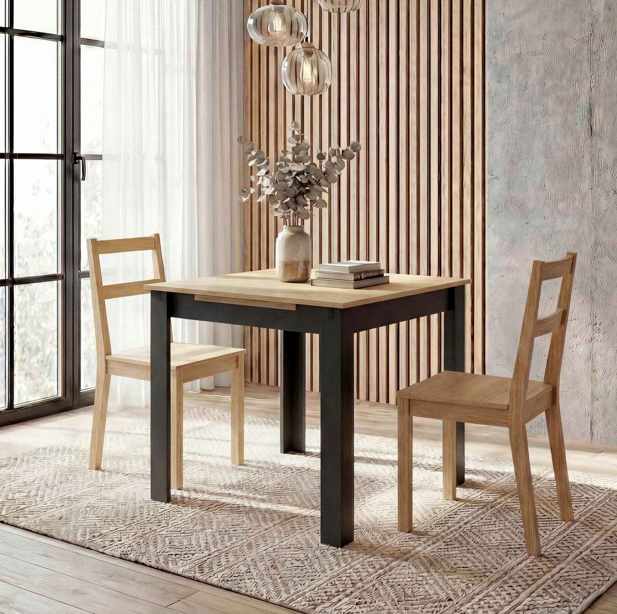 ÉTKEZŐASZTAL - méztölgy színű/antracit, Modern, faalapú anyag (80/80/75cm) - MID.YOU