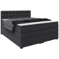 BOXSPRINGBETT 180/200 cm,  in Schwarz, Bettkasten, Topper, Matratzen, H3 = fest  - Schwarz, KONVENTIONELL, Kunststoff/Textil (180/200cm) - Boxxx