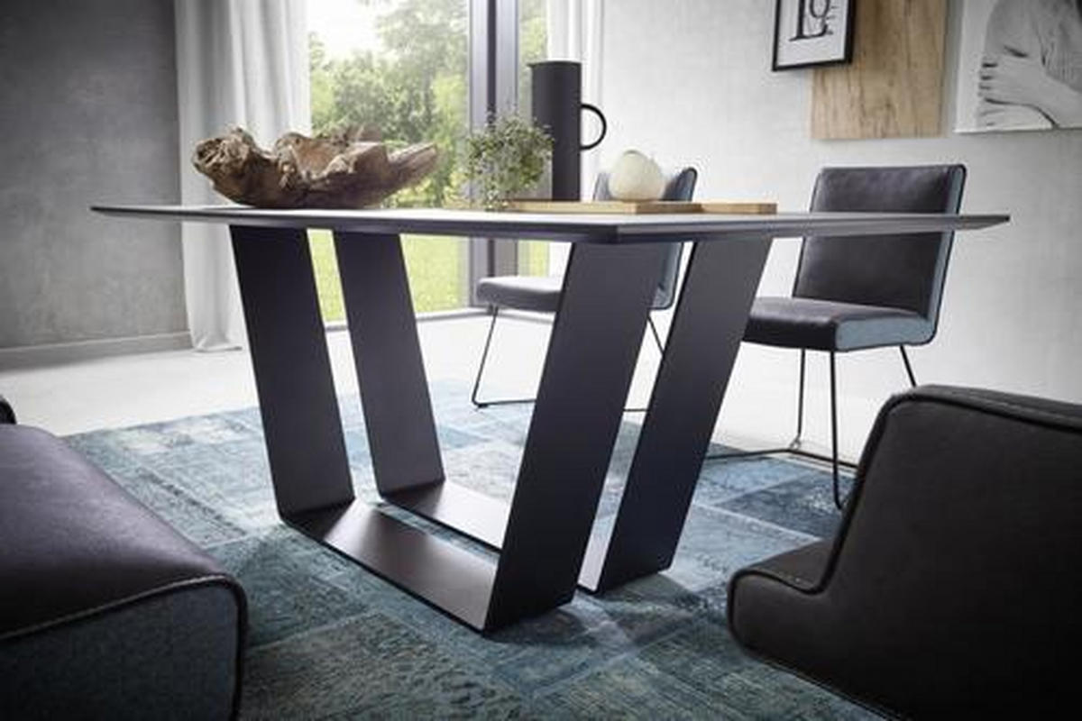 ESSTISCH in Metall, Keramik 180/90/76 cm   - Anthrazit/Schwarz, Design, Keramik/Metall (180/90/76cm) - Ambiente