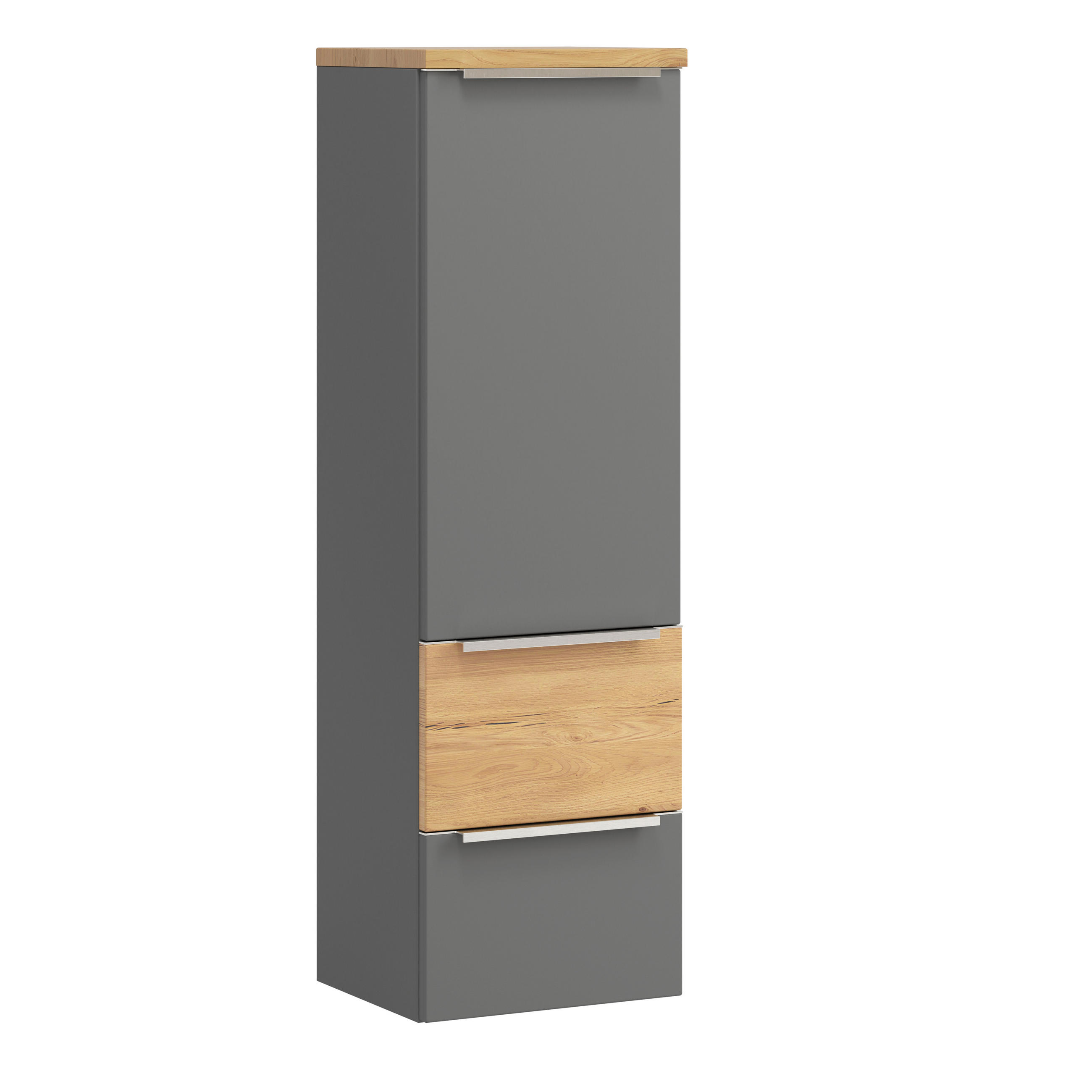 MIDISCHRANK 40/130/35 cm  - Wildeiche/Edelstahlfarben, Trend, Holzwerkstoff/Metall (40/130/35cm) - Held