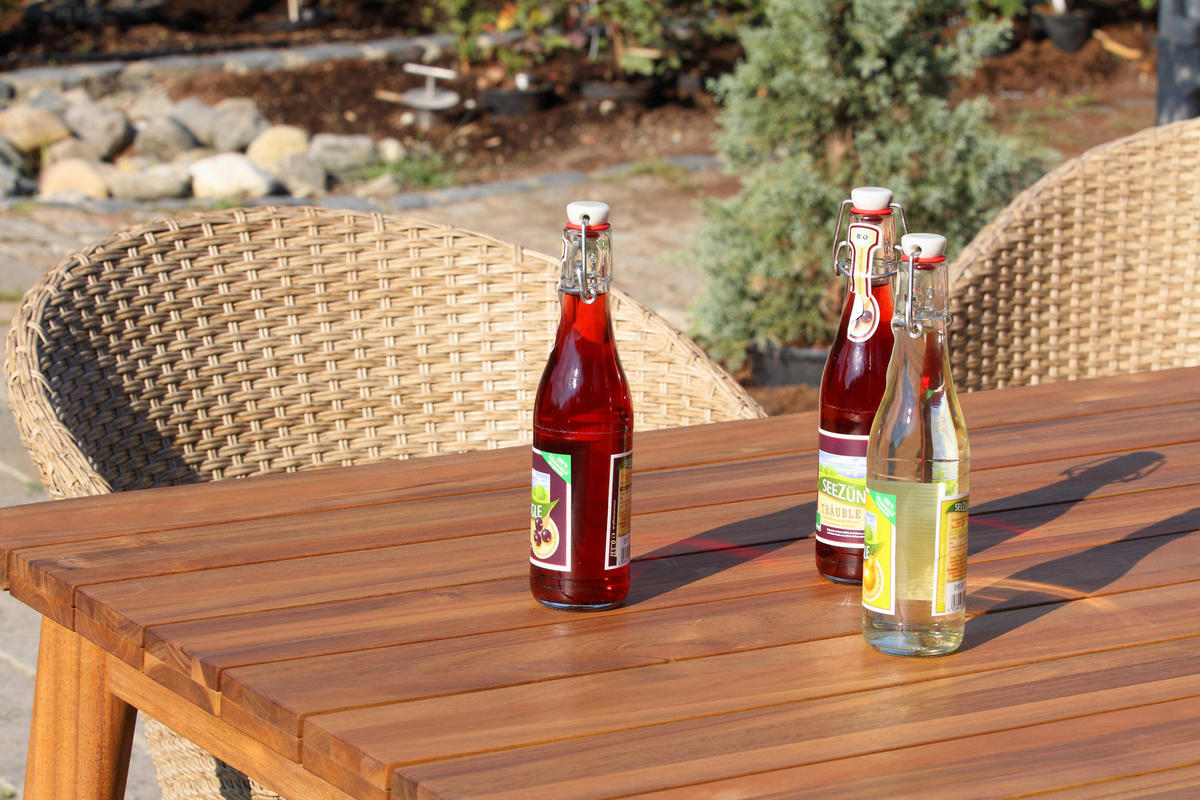 GARTENGARNITUR   - Akaziefarben/Teakfarben, Basics, Holz/Kunststoff (180/90/76cm) - Gardenson