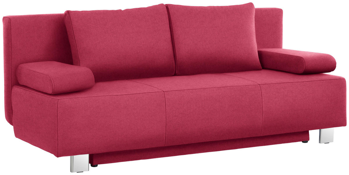 SCHLAFSOFA in Webstoff Rot  - Chromfarben/Rot, Design, Textil/Metall (197/88/89cm) - Xora