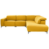 ECKSOFA Gelb, Orange Flachgewebe  - Gelb/Schwarz, Design, Textil/Metall (290/238cm) - Pure Home Lifestyle