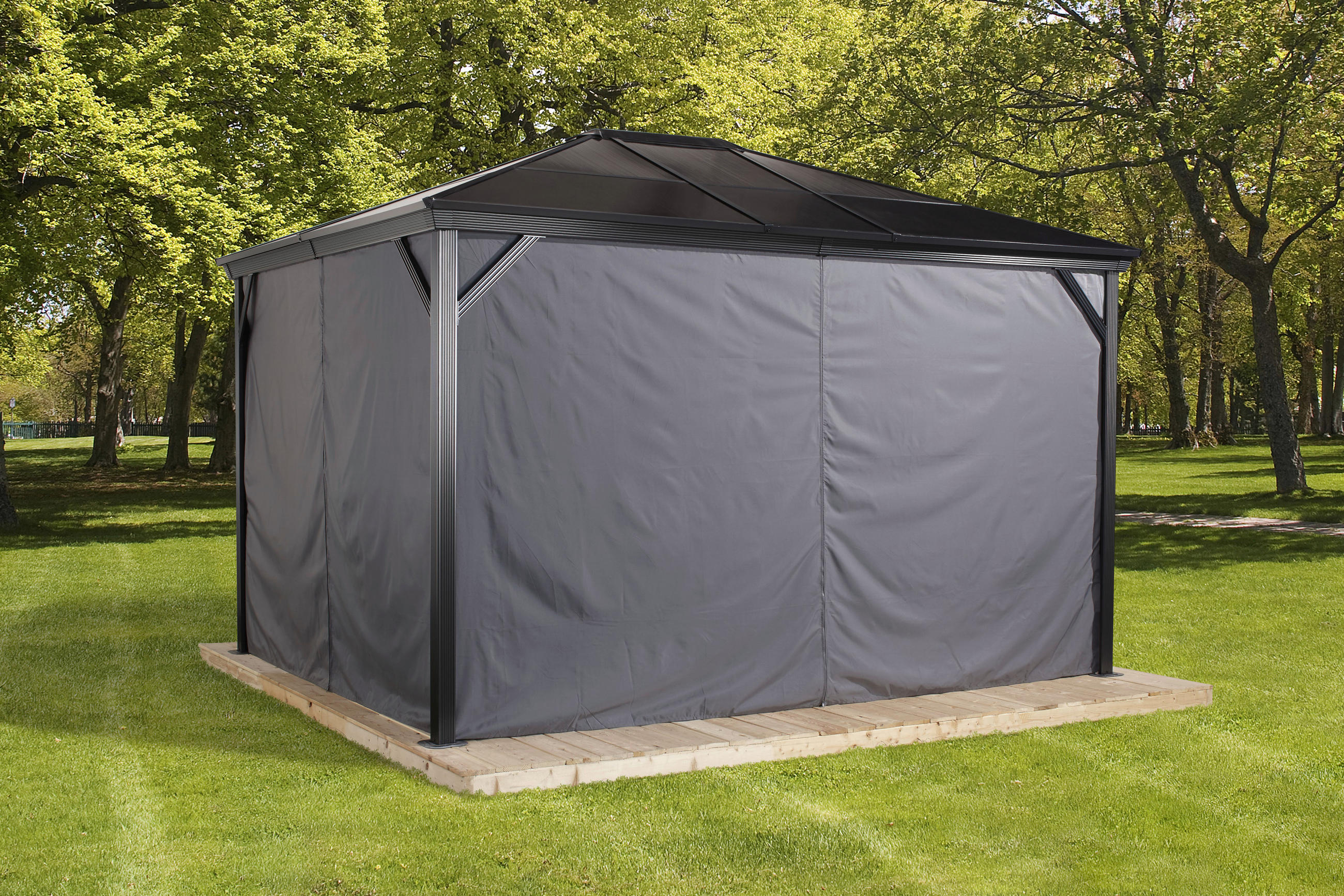 OUTDOORVORHANG     - Dunkelgrau, Basics, Kunststoff - Ambia Garden