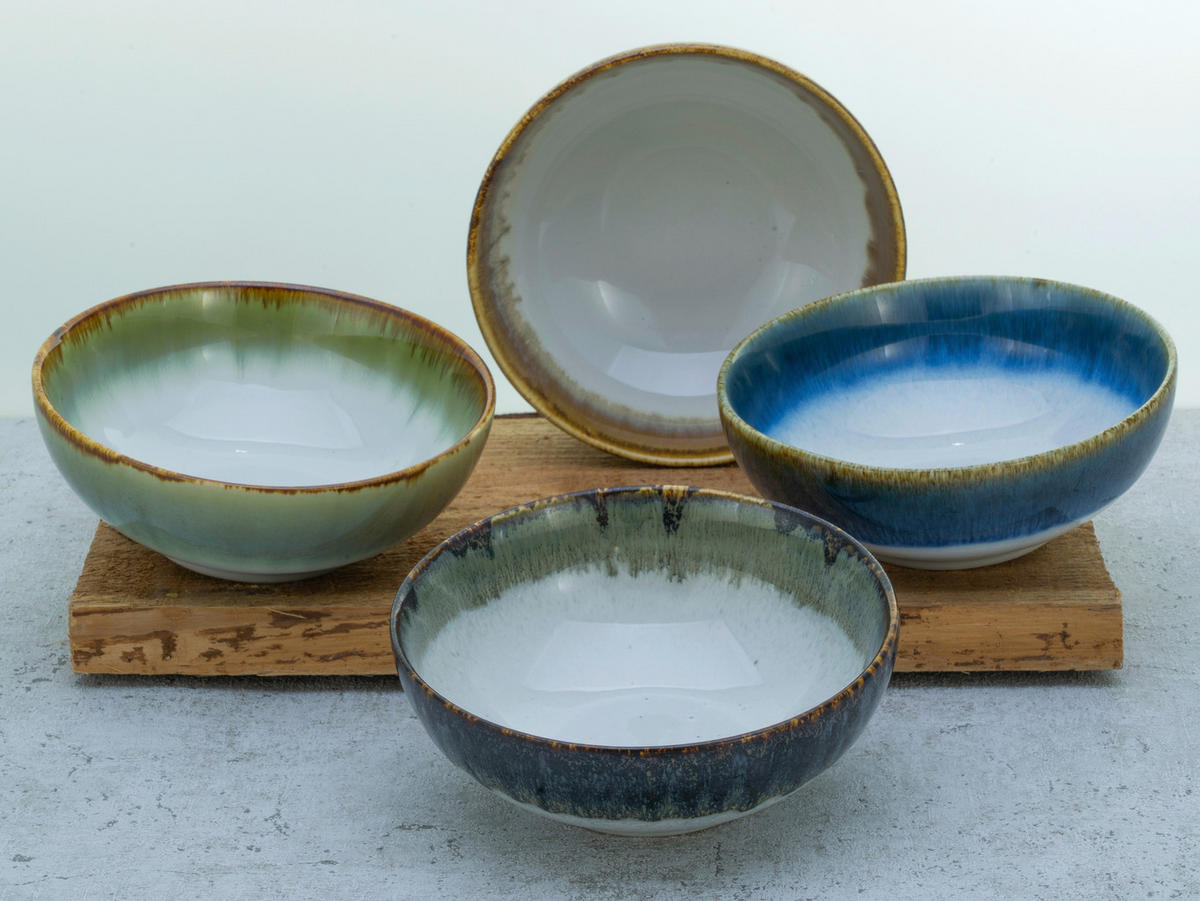 SCHÜSSELSET Cascade Bowls Mix 4-teilig  - Blau/Braun, Basics, Keramik (16,5/5,5cm) - Creatable