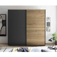 SCHWEBETÜRENSCHRANK  in Graphitfarben, Eichefarben  - Eichefarben/Schwarz, MODERN, Holzwerkstoff/Metall (215/210/60cm) - Carryhome