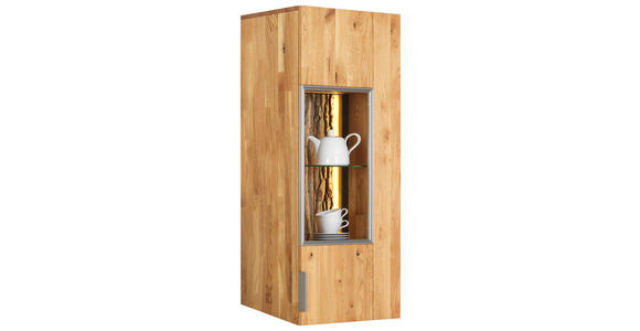 HÄNGEVITRINE in Eichefarben - Eichefarben/Alufarben, KONVENTIONELL, Glas/Holz (56/128/38cm) - Cantus