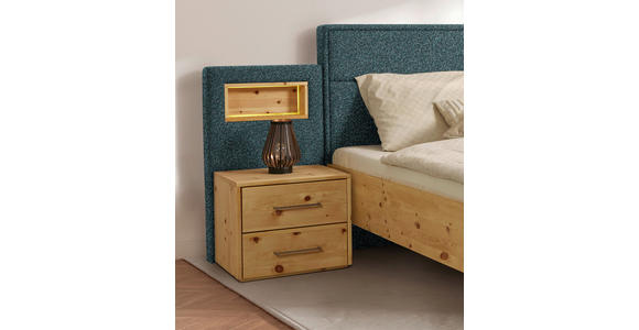 BETT 180/200 cm in Zirbelkieferfarben, Petrol - Zirbelkieferfarben/Petrol, Natur, Holz/Textil (180/200cm) - Valnatura