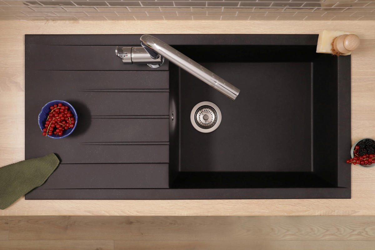 SPÜLE HOUSTON100X501BS  - Schwarz, Trend, Glas/Kunststoff (100/21/50cm) - Respekta