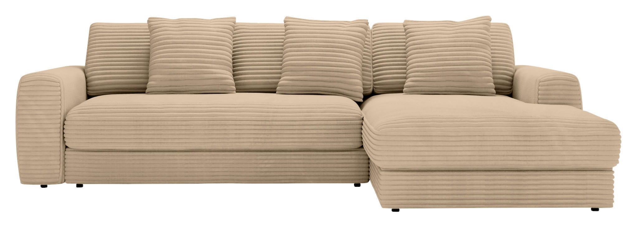 ECKSOFA in Cord Beige  - Beige/Schwarz, Modern, Kunststoff/Textil (302/182cm) - Carryhome
