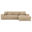 ECKSOFA in Cord Beige  302/182 cm  - Beige/Schwarz, MODERN, Kunststoff/Textil (302/182cm) - Carryhome