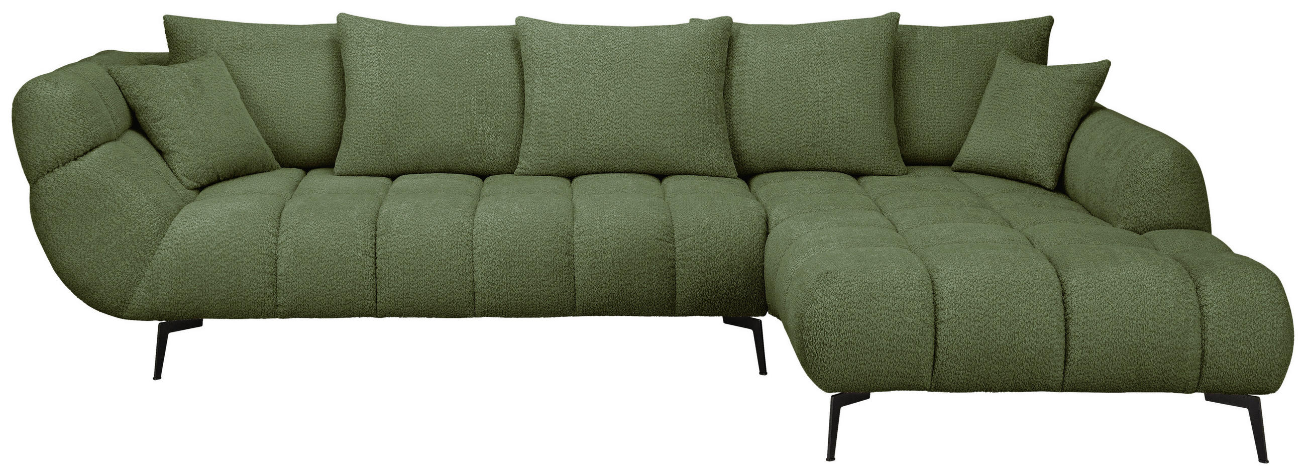 ECKSOFA  Bouclé Grün  - Schwarz/Grün, Modern, Textil/Metall (318/217cm) - Carryhome