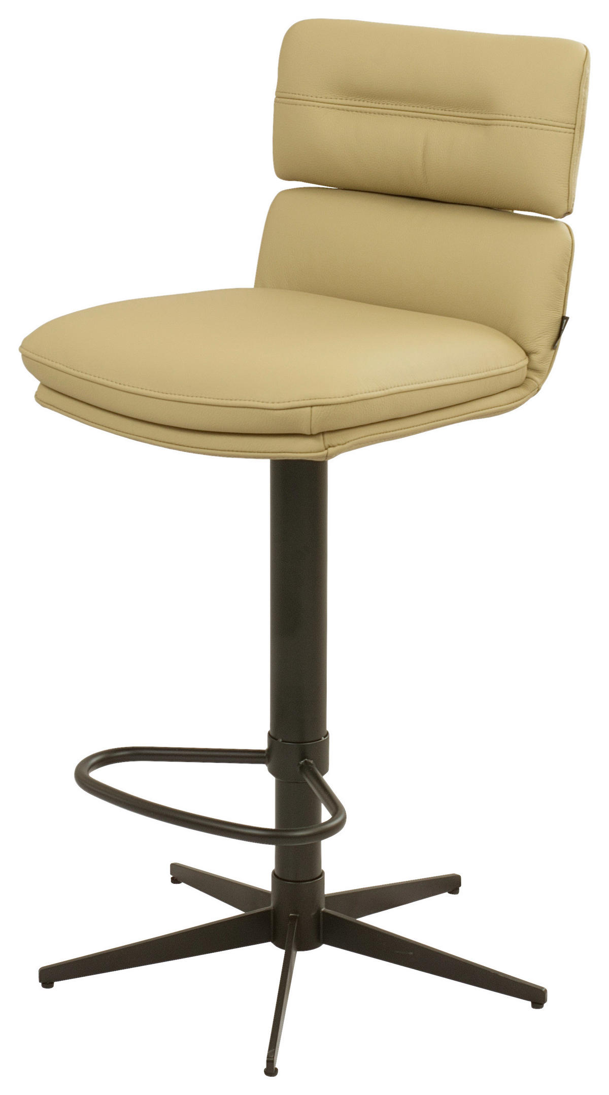 BARHOCKER Echtleder Schwarz, Karamell Eisen Lederauswahl, Stoffauswahl, Wippfunktion, Sitzfläche 360° drehbar  - Karamell/Schwarz, Design, Leder/Metall (42/99-117/50cm) - Dieter Knoll