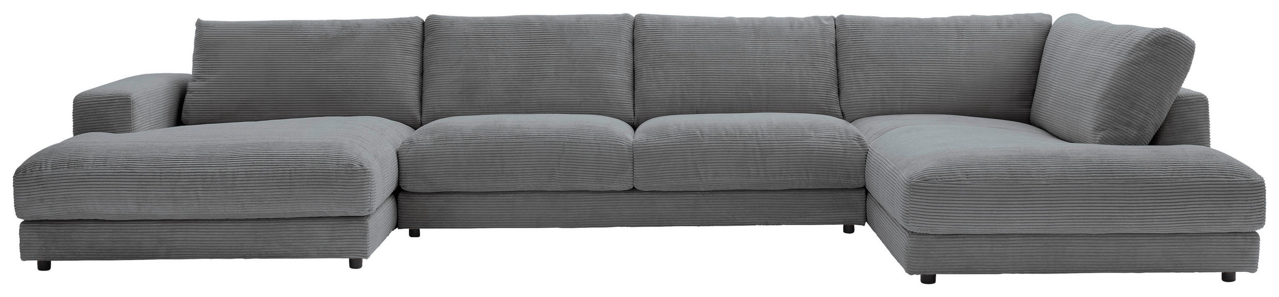 WOHNLANDSCHAFT Dunkelgrau Cord  - Dunkelgrau/Schwarz, Design, Kunststoff/Textil (190/425/224cm) - Hom`in
