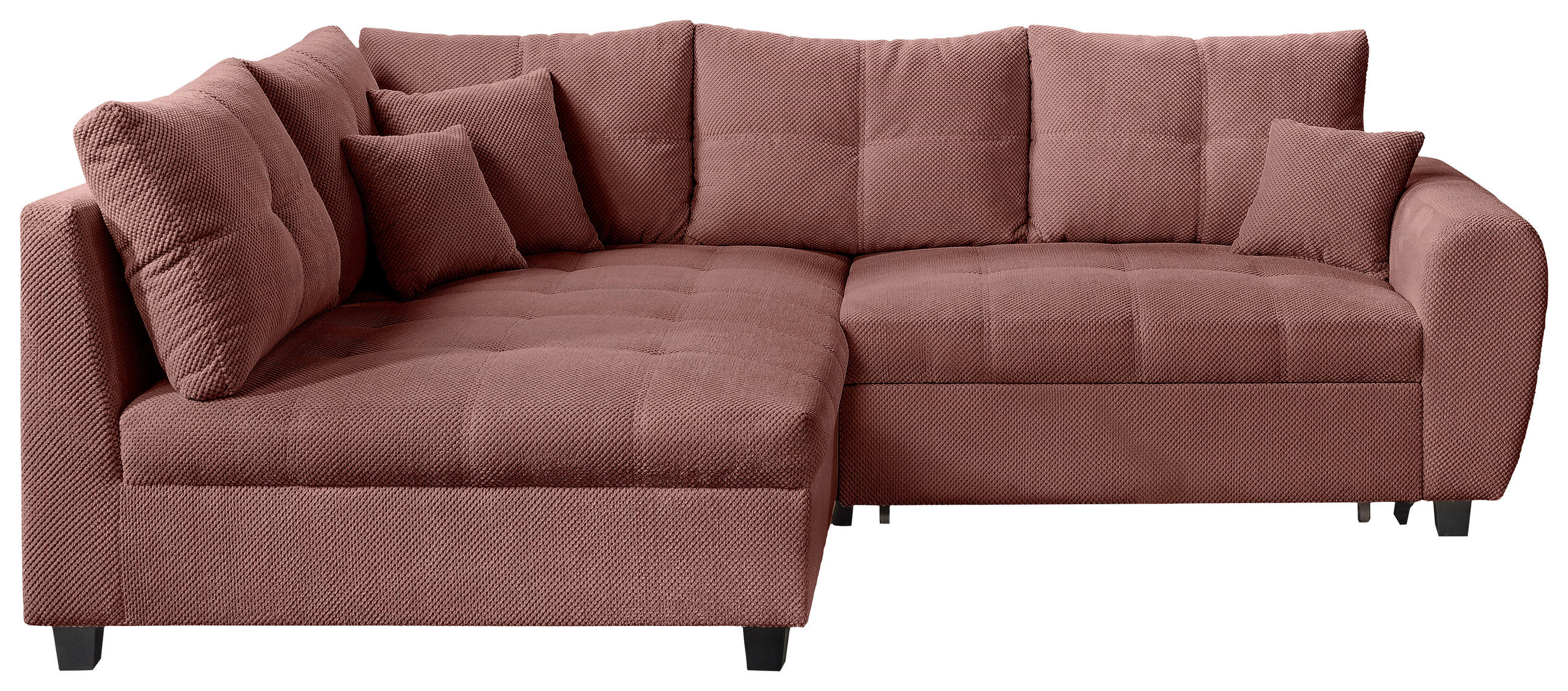 ECKSOFA Altrosa Plüsch  - Schwarz/Altrosa, KONVENTIONELL, Kunststoff/Textil (175/249cm) - Carryhome