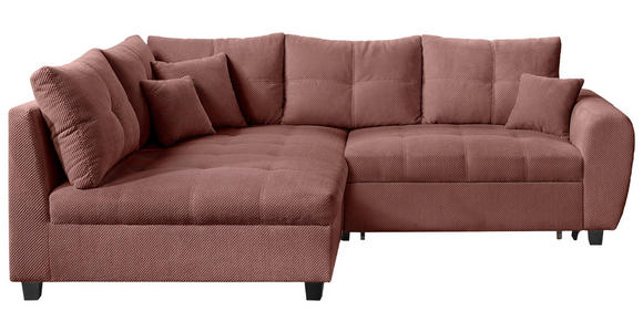 ECKSOFA Altrosa Plüsch  - Schwarz/Altrosa, KONVENTIONELL, Kunststoff/Textil (175/249cm) - Carryhome