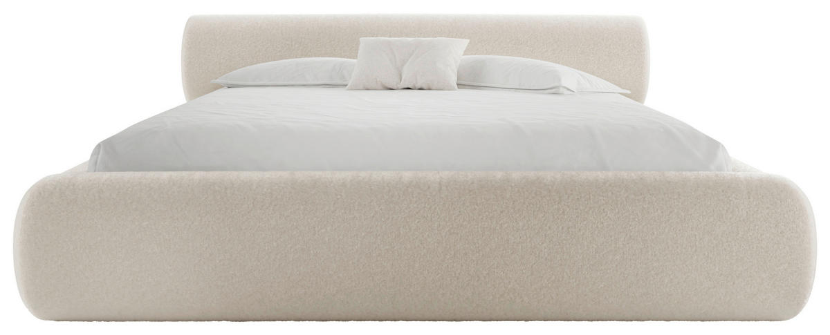 POLSTERBETT 160/200 cm,  in Beige, Lattenrost, Bettkasten,  - Beige/Schwarz, Design, Holz/Textil (160/200cm) - Chameo