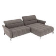 ECKSOFA Taupe Flachgewebe Rücken echt, Kopfteilverstellung, Sitztiefenverstellung  - Taupe/Schwarz, KONVENTIONELL, Textil/Metall (272/175cm) - Carryhome