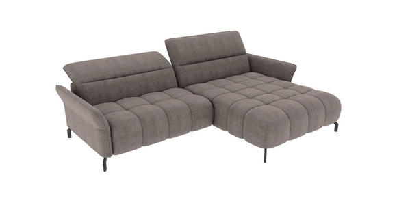ECKSOFA Taupe Flachgewebe Rücken echt, Kopfteilverstellung, Sitztiefenverstellung  - Taupe/Schwarz, KONVENTIONELL, Textil/Metall (272/175cm) - Carryhome