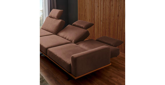 ECKSOFA in Flachgewebe Braun  - Schwarz/Braun, Natur, Holz/Textil (170/326cm) - Valnatura