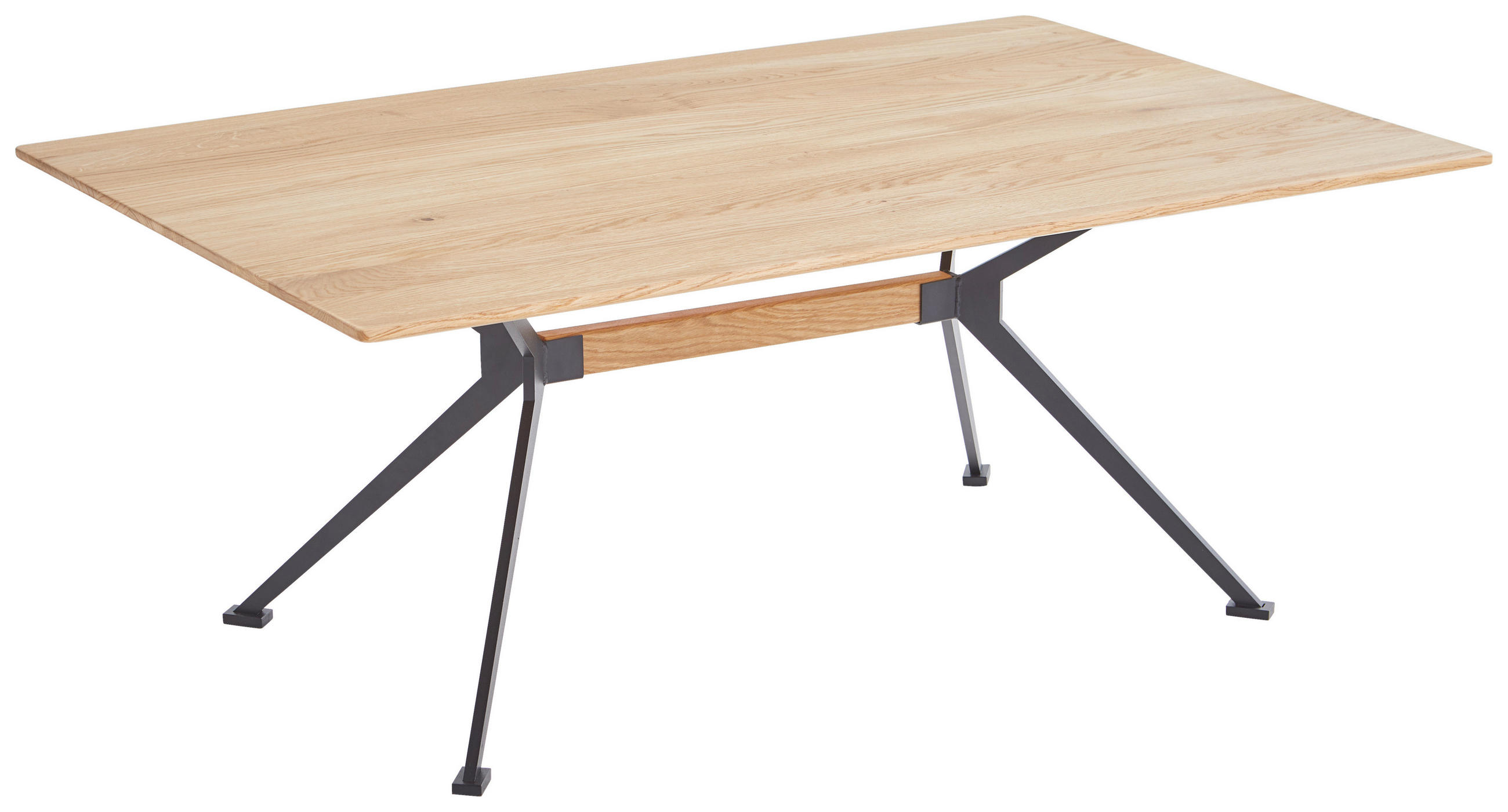 COUCHTISCH Eiche vollmassiv 110/70/44 cm rechteckig Schwarz, Eichefarben  - Eichefarben/Schwarz, Natur, Holz/Metall (110/70/44cm) - Linea Natura