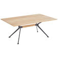 COUCHTISCH Eiche vollmassiv rechteckig Schwarz, Eichefarben 110/70/44 cm  - Eichefarben/Schwarz, Natur, Holz/Metall (110/70/44cm) - Linea Natura