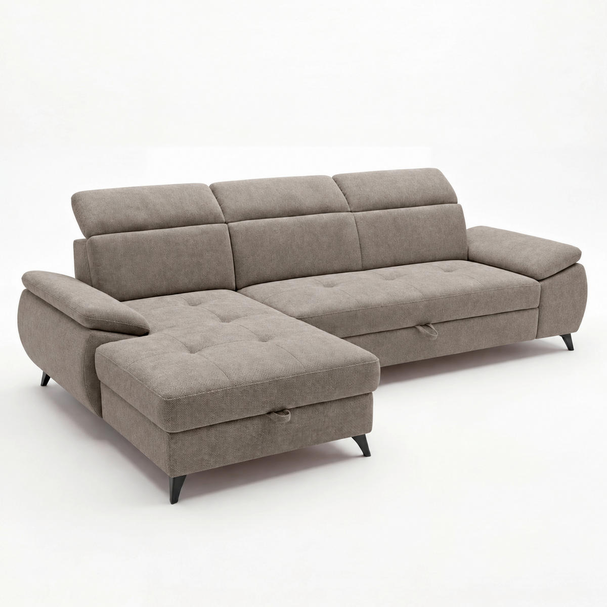 ECKSOFA  Struktur Braun  - Schwarz/Braun, Basics, Holz/Holzwerkstoff (281/166cm) - MID.YOU