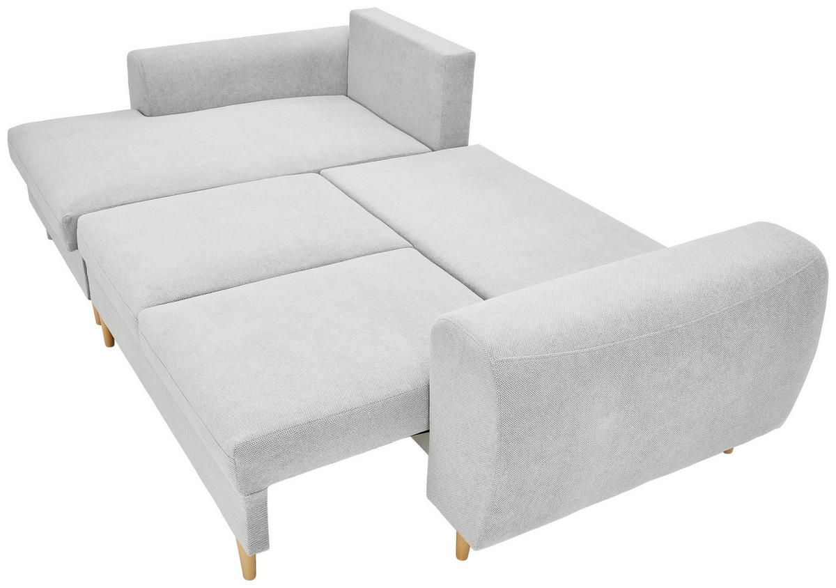 ECKSOFA Creme Webstoff  - Creme/Naturfarben, KONVENTIONELL, Holz/Textil (145/250cm) - Carryhome