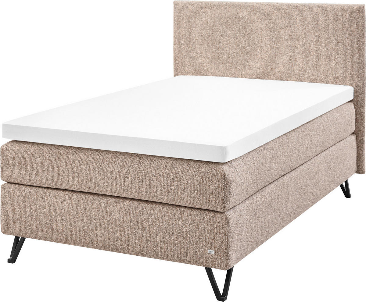 BOXSPRINGBETT 120/200 cm,  in Beige, H3 = fest  - Beige/Schwarz, Design, Textil/Metall (120/200cm) - RUF Betten