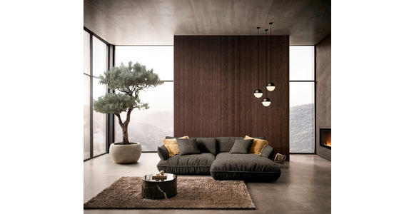 ECKSOFA  in Flachgewebe Dunkelbraun  264/185 cm  - Dunkelbraun/Schwarz, Design, Kunststoff/Textil (264/185cm) - Belluti