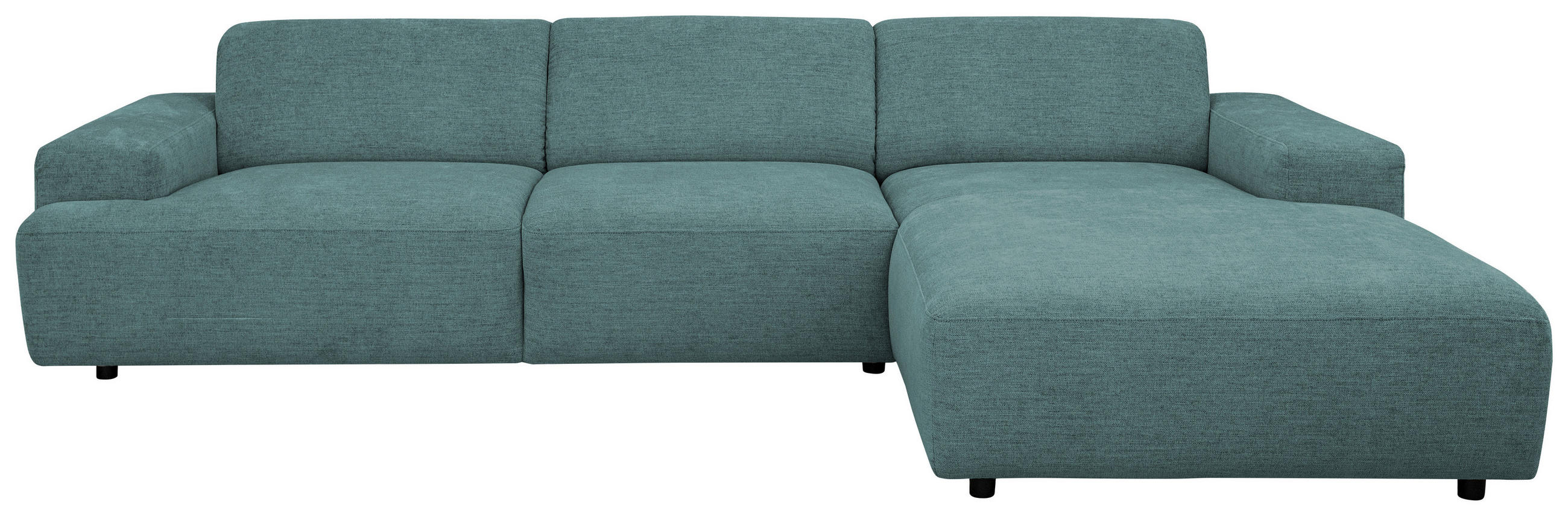 ECKSOFA Petrol Flachgewebe Rücken echt  - Petrol/Schwarz, KONVENTIONELL, Kunststoff/Textil (294/184cm) - Hom`in