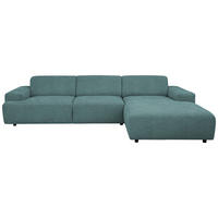 ECKSOFA 294/184 cm  in Flachgewebe Petrol Rücken echt  294/184 cm  - Petrol/Schwarz, KONVENTIONELL, Kunststoff/Textil (294/184cm) - Hom`in