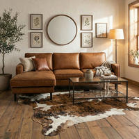 ECKSOFA Hellbraun Echtleder Lederlook Bettkasten, Schlaffunktion, Rücken echt  - Hellbraun/Schwarz, Design, Leder/Textil (166/238cm) - Livetastic