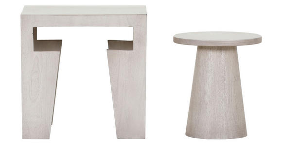 BEISTELLTISCHSET Mangoholz massiv rechteckig Weiß  - Weiß, Design, Holz (50/40/50cm) - Carryhome