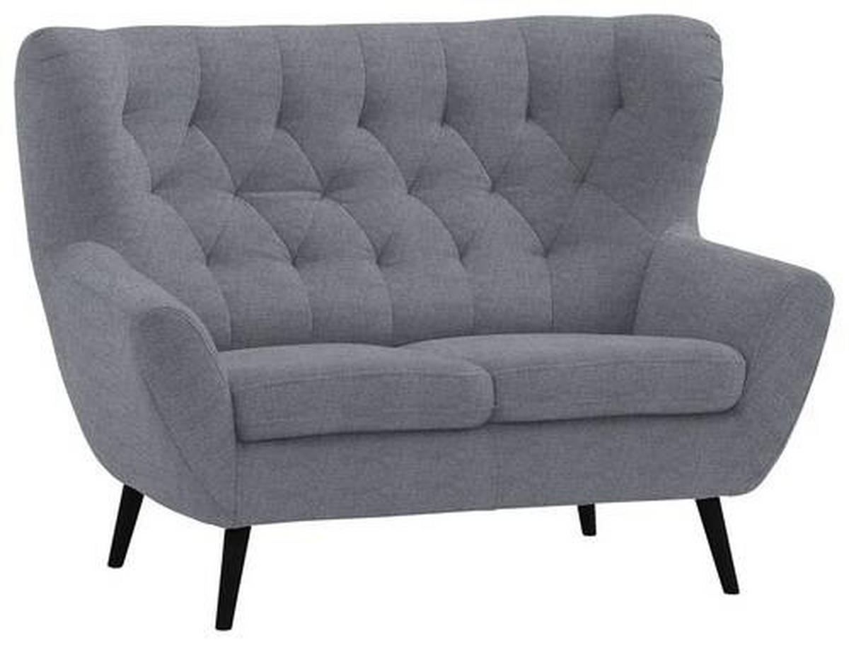 2-SITZER-SOFA in Mikrofaser Grau  - Schwarz/Grau, Design, Holz/Textil (137/101/95cm) - Stylife