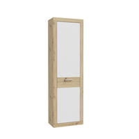 GARDEROBNA OMARA bela, hrast artisan - bela/barve aluminija, Basics, umetna masa/leseni material (58,3/196,8/33,8cm) - MID.YOU