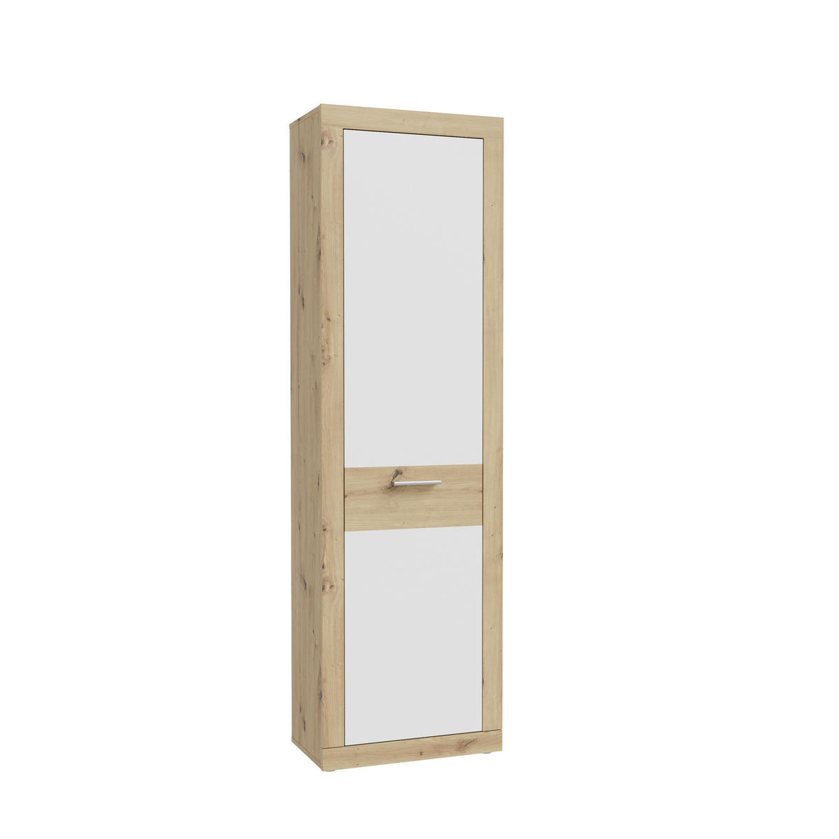 GARDEROBNA OMARA bela, hrast artisan - bela/barve aluminija, Basics, umetna masa/leseni material (58,3/196,8/33,8cm) - MID.YOU