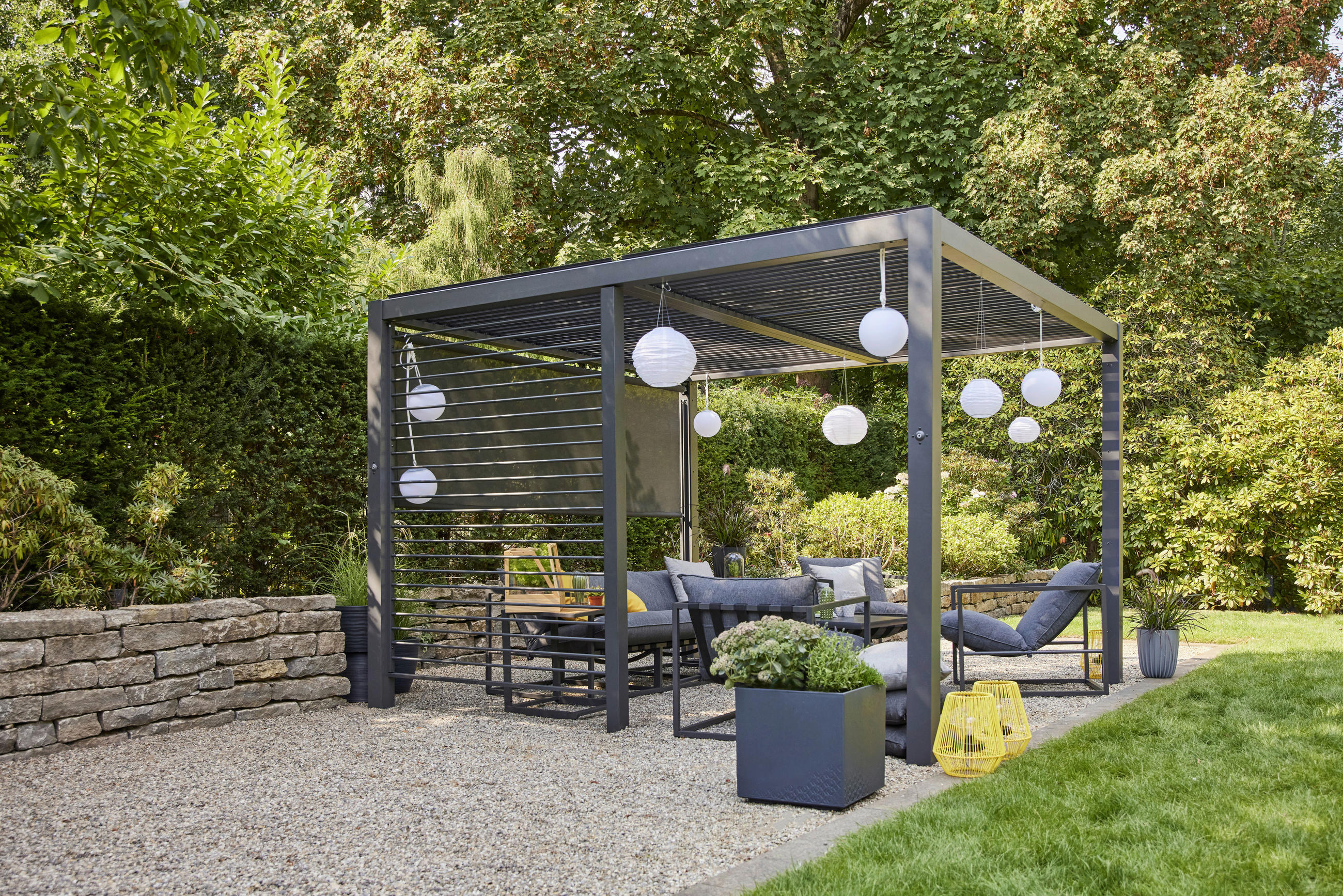 PAVILLON-SICHTSCHUTZ ALU - Anthrazit, Basics, Metall (160/210/0,5cm) - Siena Garden