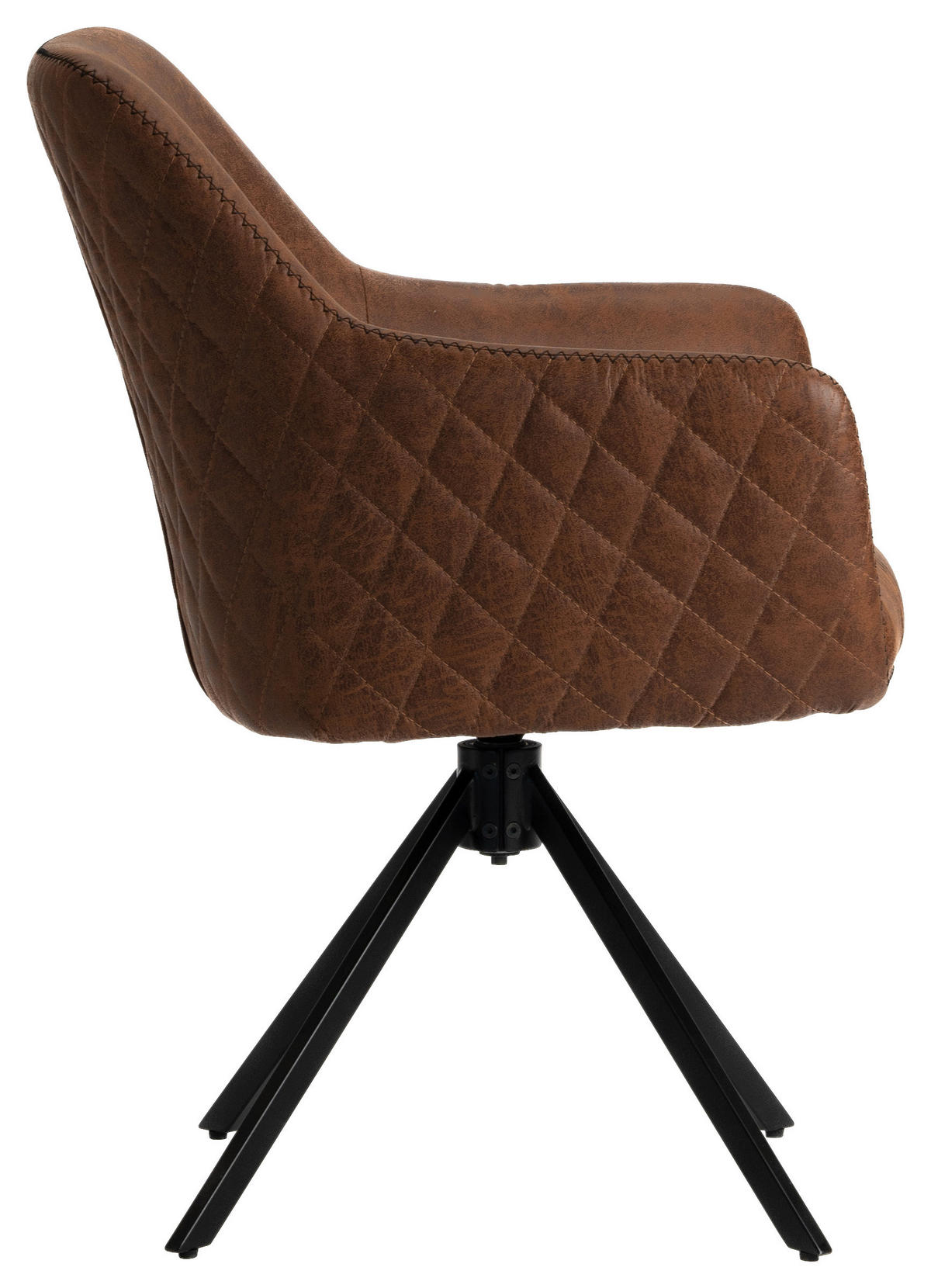 ARMLEHNSTUHL  in Eisen Mikrofaser  - Cognac/Schwarz, Design, Textil/Metall (64/83/61cm) - Ambia Home