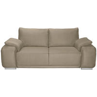 2-SITZER-SOFA Lederlook Beige  - Chromfarben/Beige, KONVENTIONELL, Textil/Metall (212/85/95cm) - Carryhome