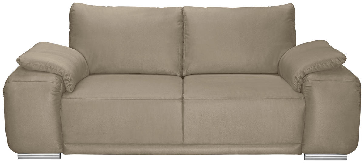 2-SITZER-SOFA Lederlook Beige  - Chromfarben/Beige, KONVENTIONELL, Textil/Metall (212/85/95cm) - Carryhome