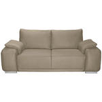 2-SITZER-SOFA Lederlook Beige  - Chromfarben/Beige, KONVENTIONELL, Textil/Metall (212/85/95cm) - Carryhome